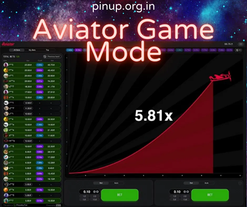 aviator pin up - game mode